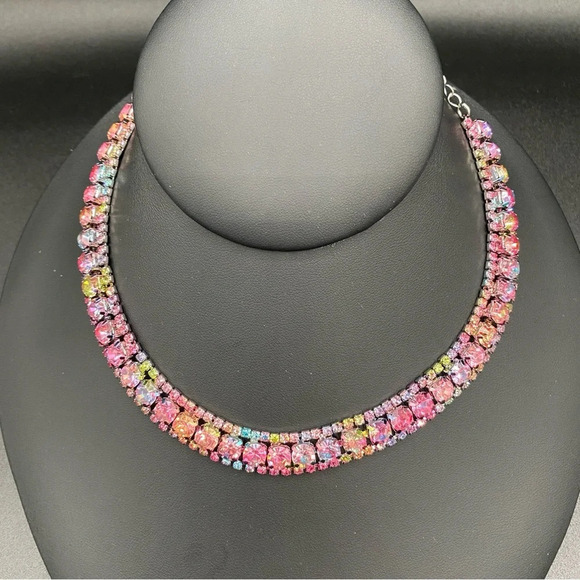 Gorgeous Multicolored Rainbow Pink Sparkly Rhinestone Choker - Picture 8 of 11